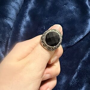 Elegant Black and Silver Costume Ring